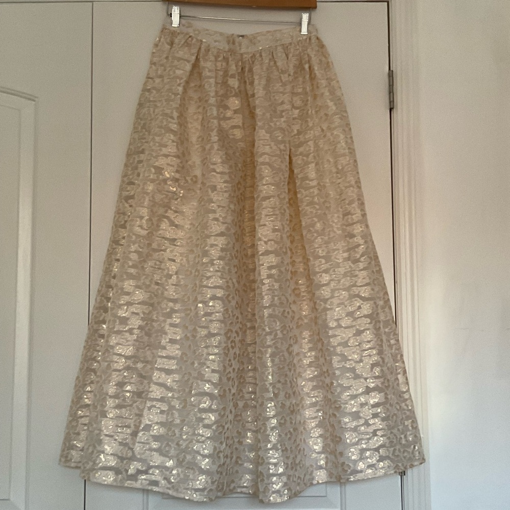 Anthropologie Cream Jacquard Maxi Skirt - Picture 6 of 9